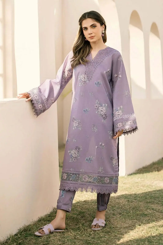 3 Piece Unstitched Embroidered Lawn Suit with Printed Lawn Dupatta