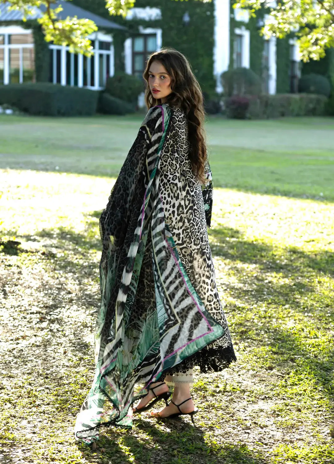 3 Piece Unstitched Embroidered Lawn Suit with Printed Lawn Dupatta
