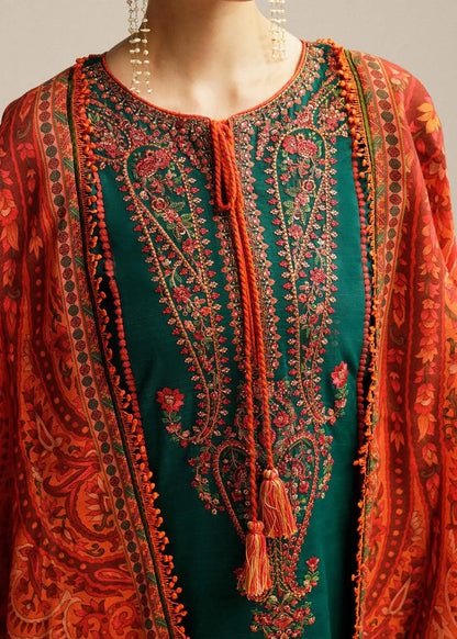 3 Piece Unstitched Heavy Embroidered Lawn Suit with Printed Lawn Dupatta