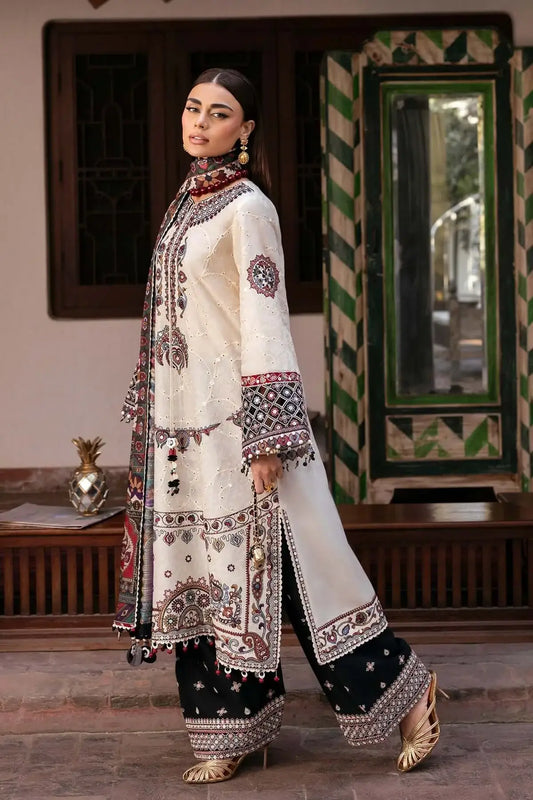 3 Piece Unstitched Heavy Embroidered Lawn Suit with Fine Printed Poly Lawn Dupatta