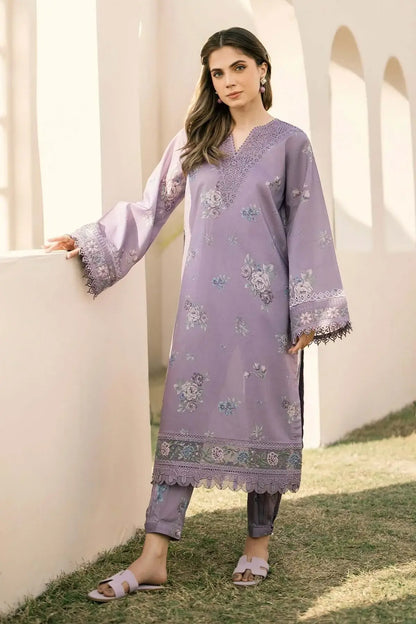 3 Piece Unstitched Embroidered Lawn Suit with Printed Lawn Dupatta