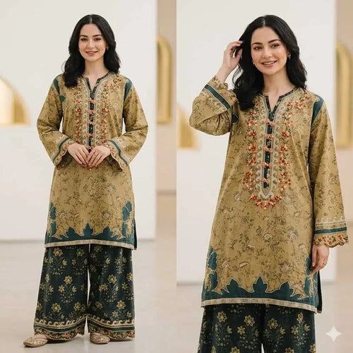 2 Piece Unstitched Embroidered Lawn Suit