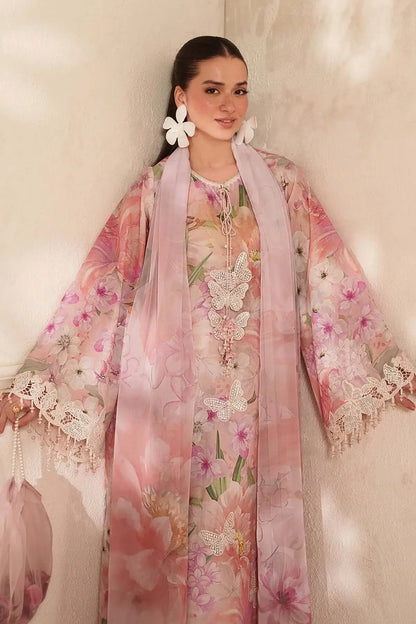 3 Piece Unstitched Embroidered Lawn Suit with Printed Lawn Dupatta