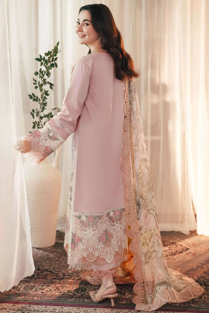3 Piece Unstitched Heavy Embroidered Lawn Suit with Four-sided Embroidered Silk Dupatta