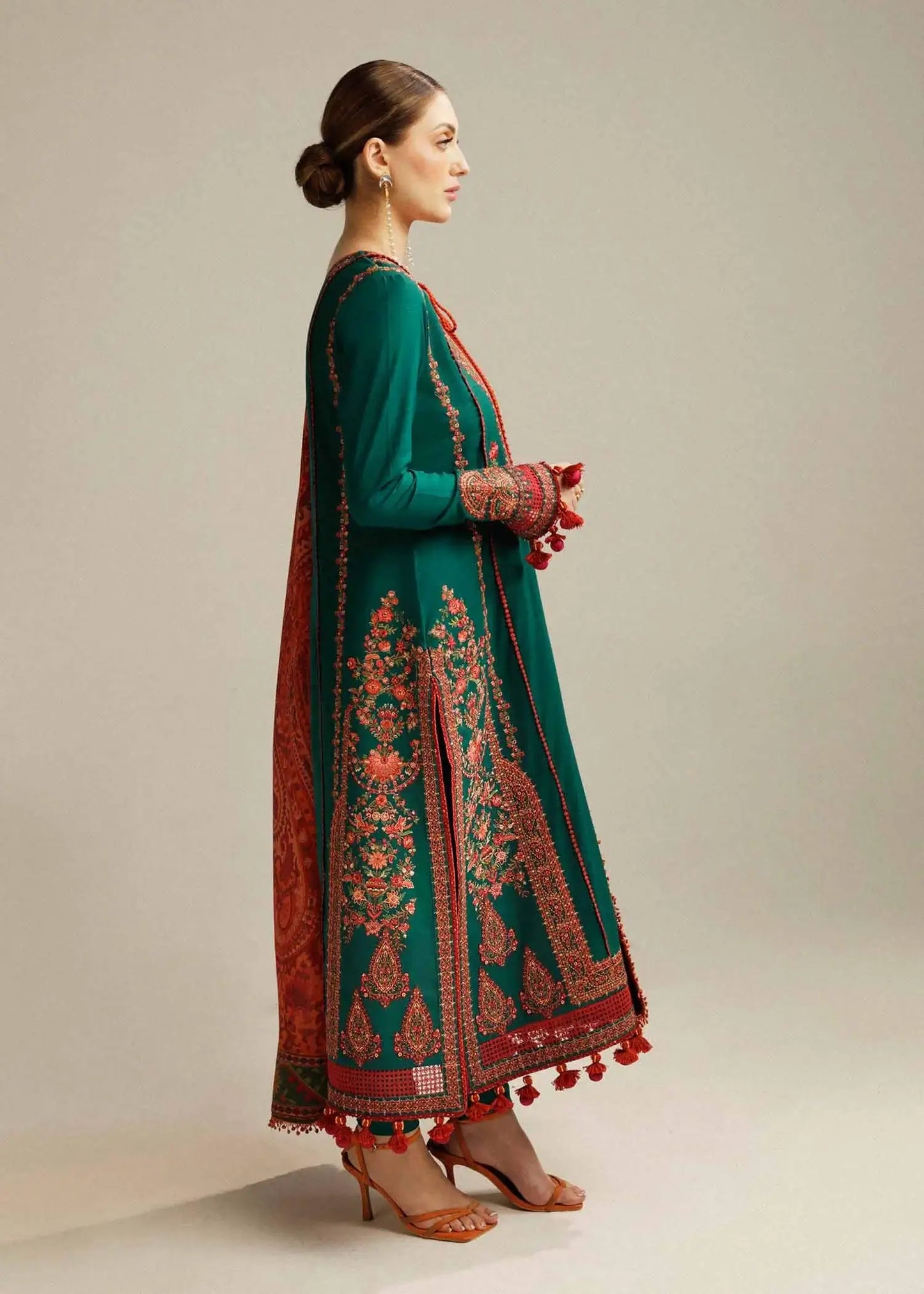 3 Piece Unstitched Heavy Embroidered Lawn Suit with Printed Lawn Dupatta