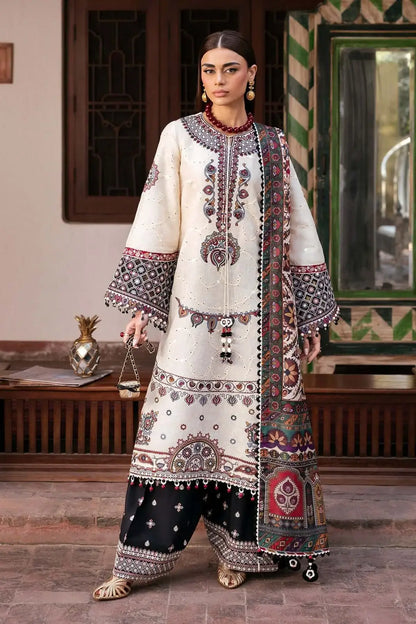3 Piece Unstitched Heavy Embroidered Lawn Suit with Fine Printed Poly Lawn Dupatta