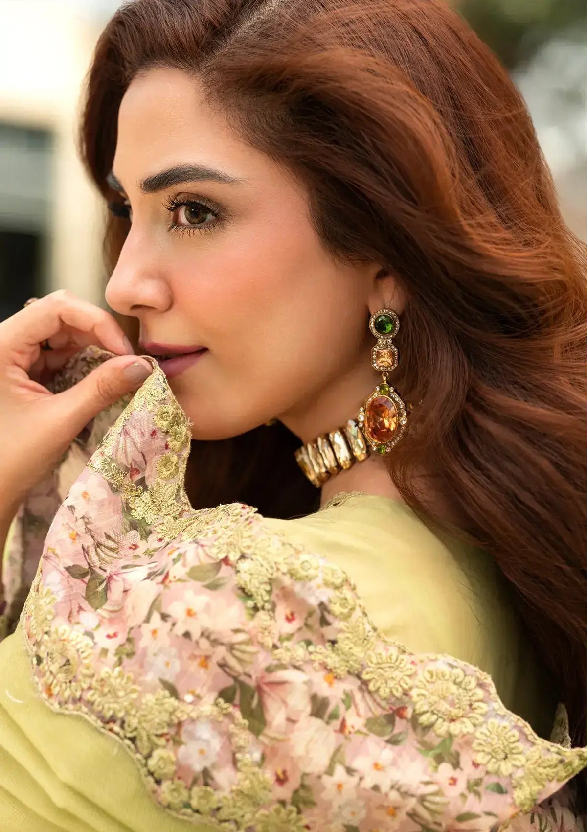 3 Piece Unstitched Heavy Embroidered Chickan Kari Lawn Suit with Four-sided Embroidered Cotton Net Dupatta