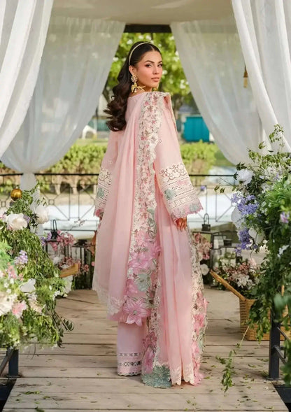3 Piece Unstitched Heavy Embroidered Chickan Kari Lawn Suit with Four-sided Embroidered Cotton Net Dupatta