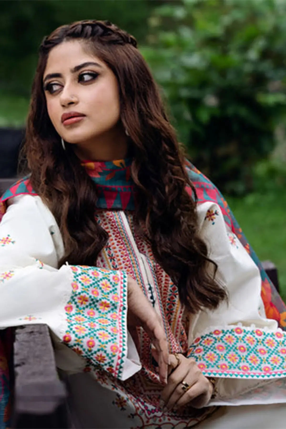3 Piece Unstitched Heavy Embroidered Lawn Suit with Fine Printed Lawn Dupatta