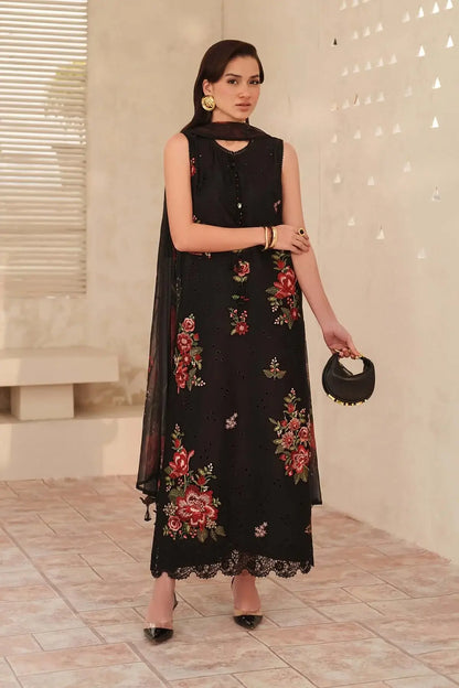 3 Piece Unstitched Embroidered Lawn Suit with Printed Lawn Dupatta