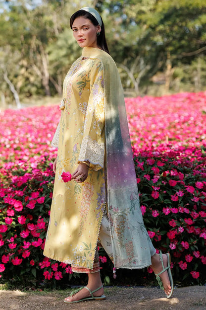 3 Piece Unstitched Embroidered Lawn Suit with Printed Lawn Dupatta