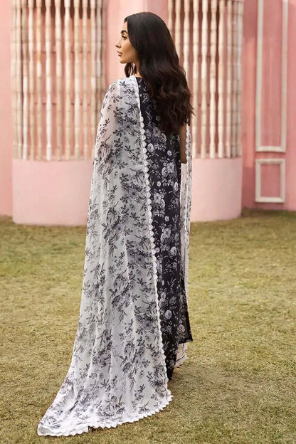 3 Piece Unstitched Embroidered Lawn Suit with Fine Printed Crinkle Chiffon Dupatta