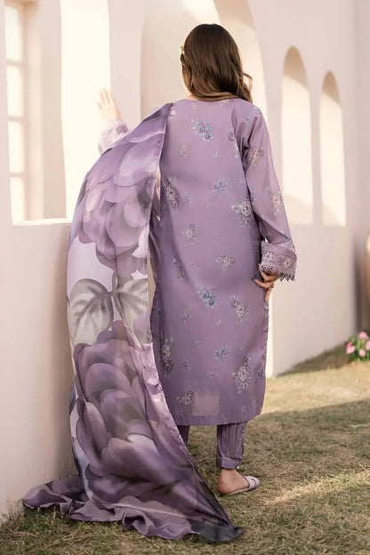 3 Piece Unstitched Embroidered Lawn Suit with Printed Lawn Dupatta