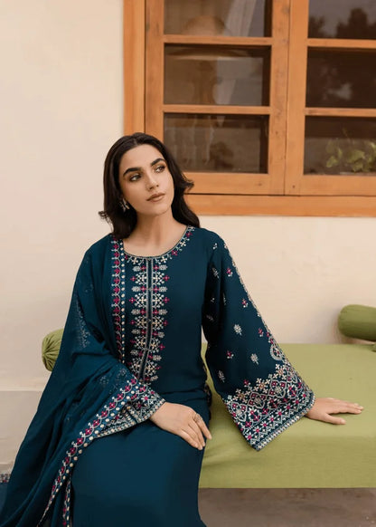 3 Piece Unstitched Heavy Embroidered Lawn Suit with Four-sided Embroidered Chiffon Dupatta