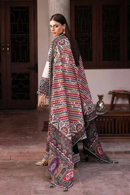 3 Piece Unstitched Heavy Embroidered Lawn Suit with Fine Printed Poly Lawn Dupatta