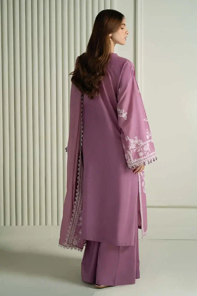3 Piece Unstitched Heavy Embroidered Lawn Suit with Four-sided Embroidered Lawn Dupatta