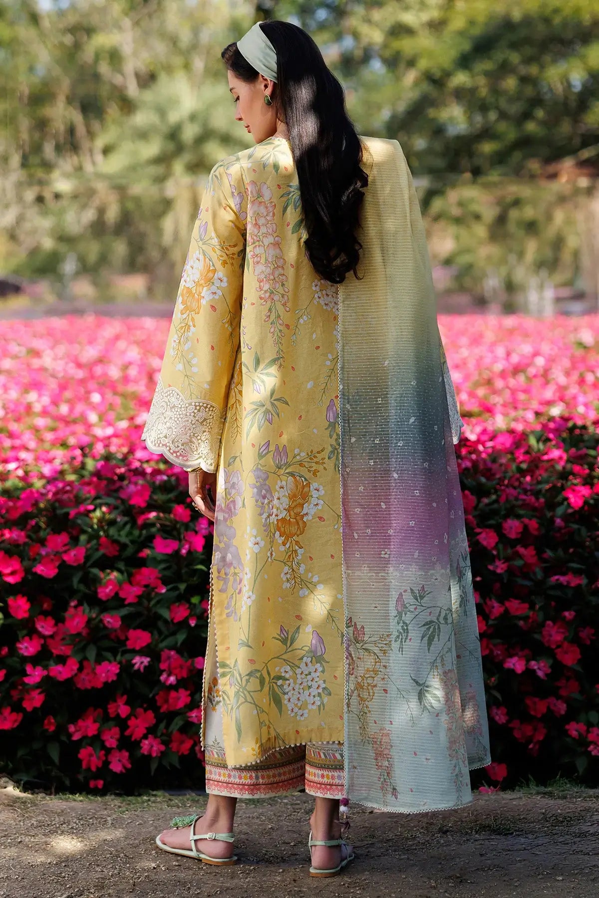 3 Piece Unstitched Embroidered Lawn Suit with Printed Lawn Dupatta