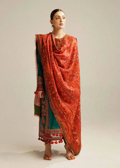 3 Piece Unstitched Heavy Embroidered Lawn Suit with Printed Lawn Dupatta