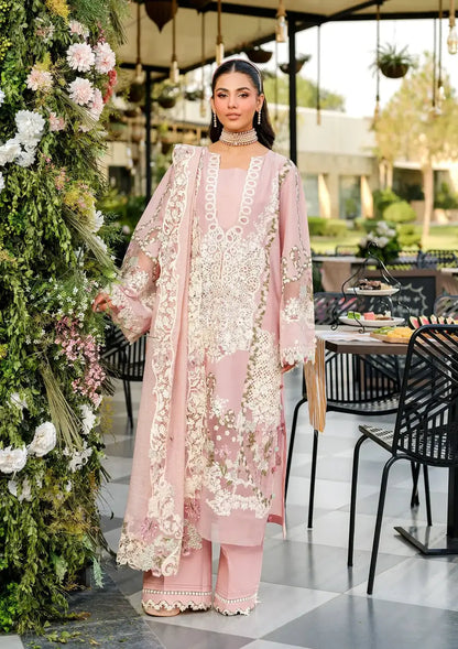 3 Piece Unstitched Heavy Embroidered Chickan Kari Lawn Suit with Four-sided Embroidered Cotton Net Dupatta