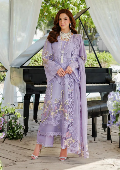 3 Piece Unstitched Heavy Embroidered Chickan Kari Lawn Suit with Four-sided Embroidered Cotton Net Dupatta