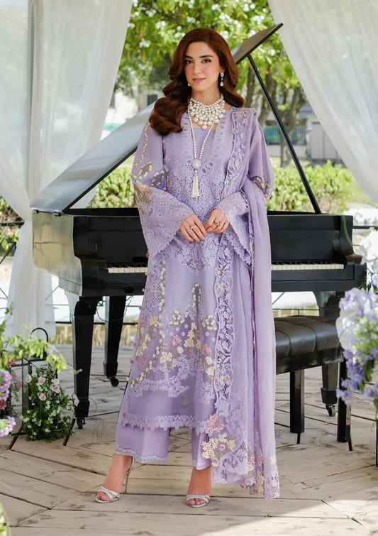 3 Piece Unstitched Heavy Embroidered Chickan Kari Lawn Suit with Four-sided Embroidered Cotton Net Dupatta