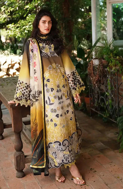3 Piece Unstitched Embroidered Lawn Suit with Printed Lawn Dupatta