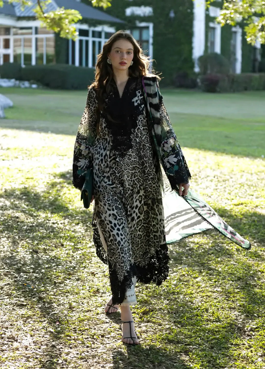 3 Piece Unstitched Embroidered Lawn Suit with Printed Lawn Dupatta