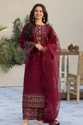 3 Piece Unstitched Heavy Embroidered Lawn Suit with Four-sided Embroidered Organza Dupatta